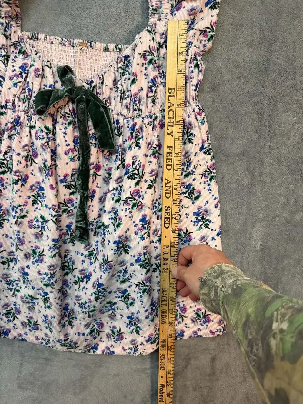 Free People Gaia Printed Corduroy Floral Blouse Top